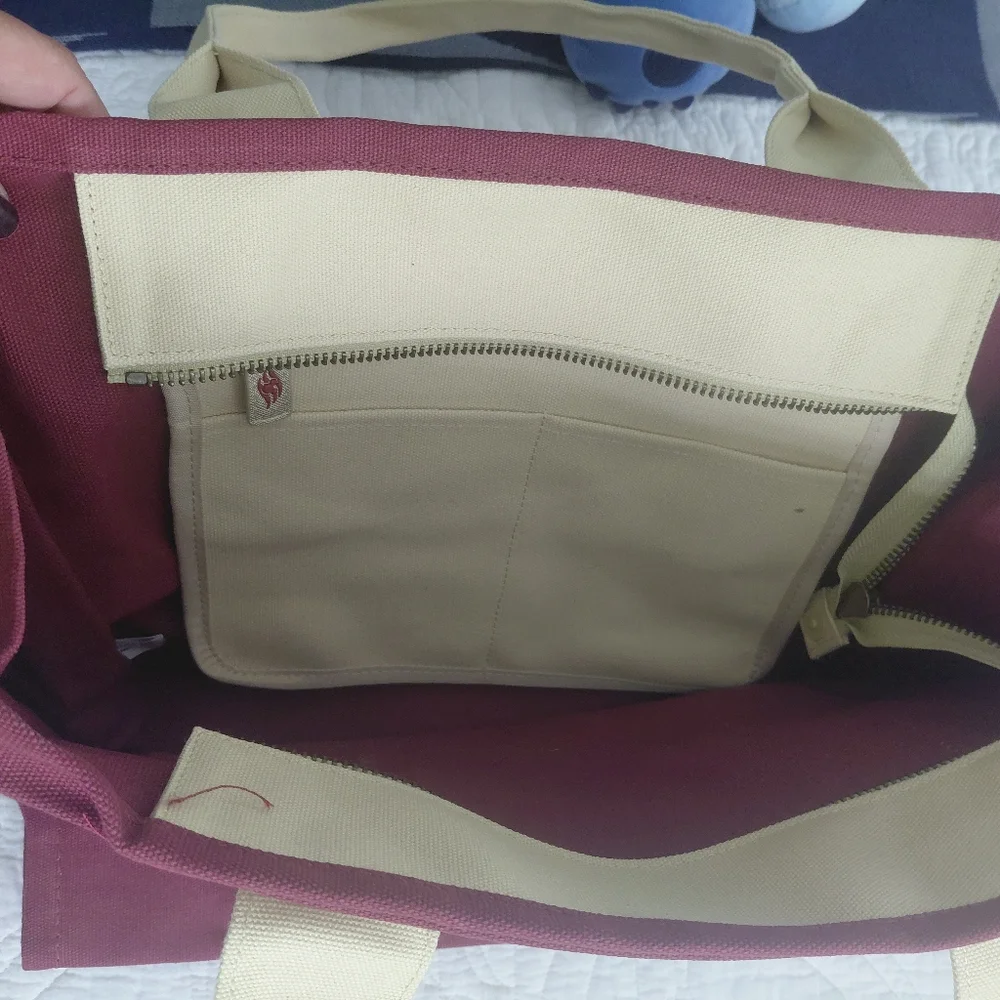 Disney Maroon and Cream Canvas Duffel Tote - Castaway Club Destiny Design